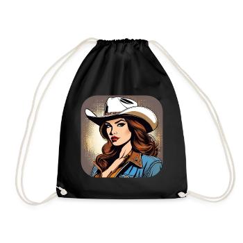 Cool Western Girl - Drawstring Bag - black - Front