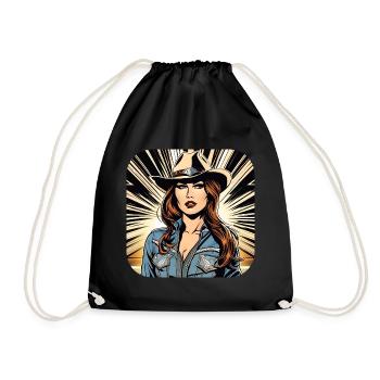 Cool Western Girl - Drawstring Bag - black - Front