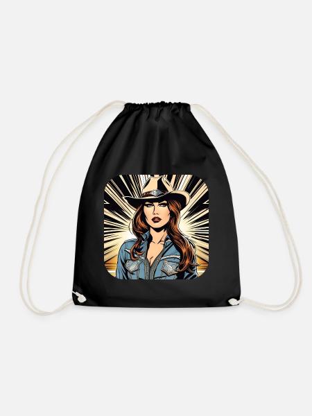 Cooles Western Girl - Turnbeutel - Schwarz