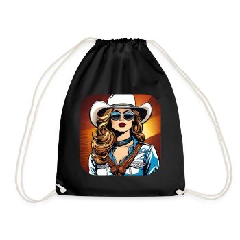 Cool Western Girl - Drawstring Bag - black - Front