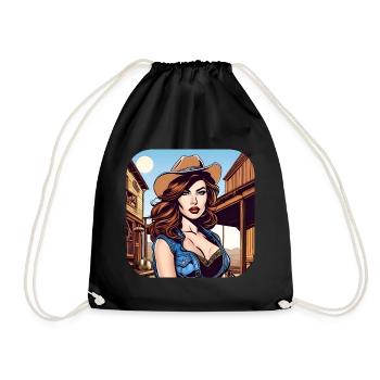 Cool Western Girl - Drawstring Bag - black - Front