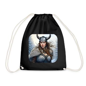 Proud Viking Germanin Shieldmaiden - Drawstring Bag - black - Front