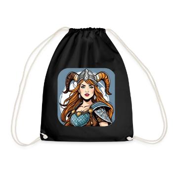 Proud Viking Germanin Shieldmaiden - Drawstring Bag - black - Front