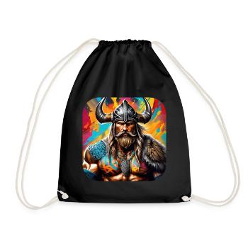 Proud Viking Warrior Germanic - Drawstring Bag - black - Front
