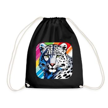 Mystical Motif Mysterious Snow Leopard - Drawstring Bag - black - Front