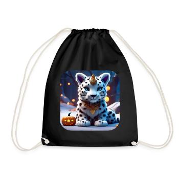 Cute Snow Leopard - Drawstring Bag - black - Front