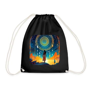 Mystische Fantasy Schamanin Zauberin - Turnbeutel - Schwarz - Vorne