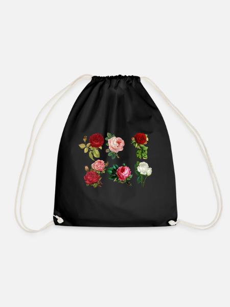 Painted roses - Drawstring Bag - black
