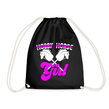 Color changeable | Hobby Horse Girl | Hobby Horsing - Drawstring Bag - black - Front