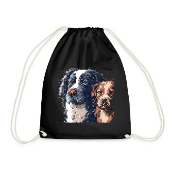 Dogs in pixel art - Drawstring Bag - black - Front