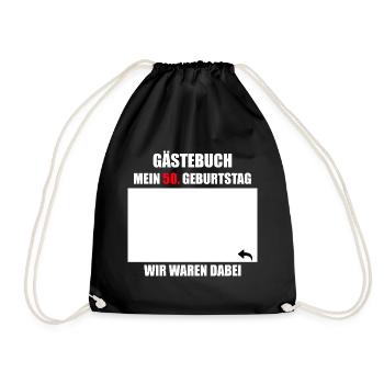 Unterschriften zum 50. Geburtstag - Gästebuch - Turnbeutel - Schwarz - Vorne
