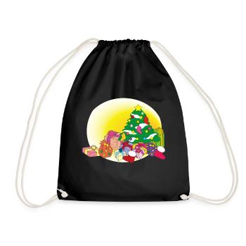 weihnachten winter rentier weihnachtsmann ugly chr - Turnbeutel - Schwarz - Vorne