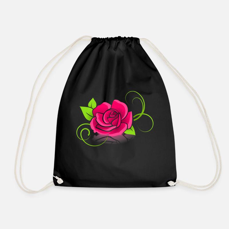rose - Drawstring Bag - black