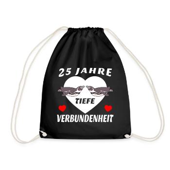 Silberhochzeit Verbundenheit Eheleute Jubiläum - Turnbeutel - Schwarz - Vorne