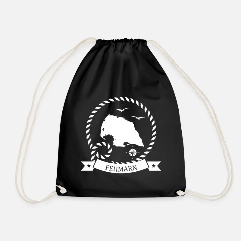 klassisches maritimes Fehmarn Shirt - Geschenk - Turnbeutel - Schwarz