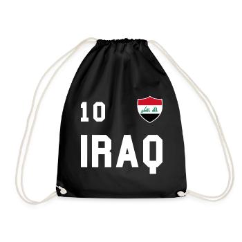 Iraq Flag Football Team Fan Volley Gift - Drawstring Bag - black - Front