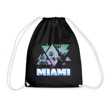 Miami Florida Sommer Sonne Palmen USA Amerika - Turnbeutel - Schwarz - Vorne