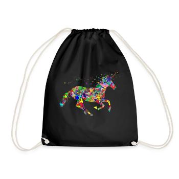 Einhorn - Turnbeutel - Schwarz - Vorne