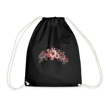Flower pattern - Drawstring Bag - black - Front