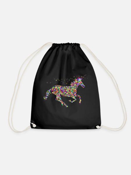 unicorn - Drawstring Bag - black