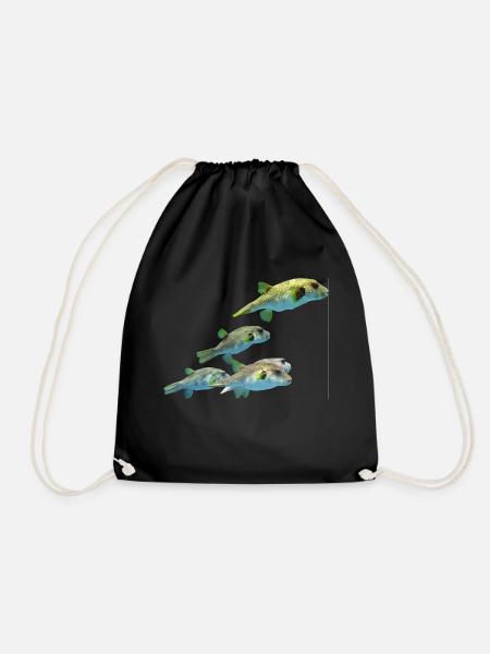 blowfish kugelfisch fischer fish animal tiere - Turnbeutel - Schwarz