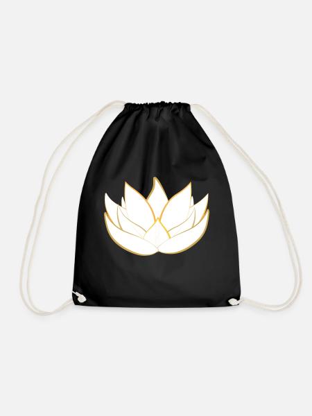 Goldene Lotusblüte - Lotosblüte - Drawstring Bag - black