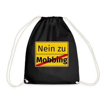 Nein zu Mobbing Ärgern Mobben Geschenk Stop - Turnbeutel - Schwarz - Vorne