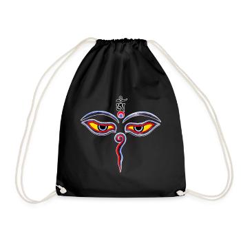 Wisdom Eyes Of Buddha - Bodhnath temple eyes 2 - Drawstring Bag - black - Front