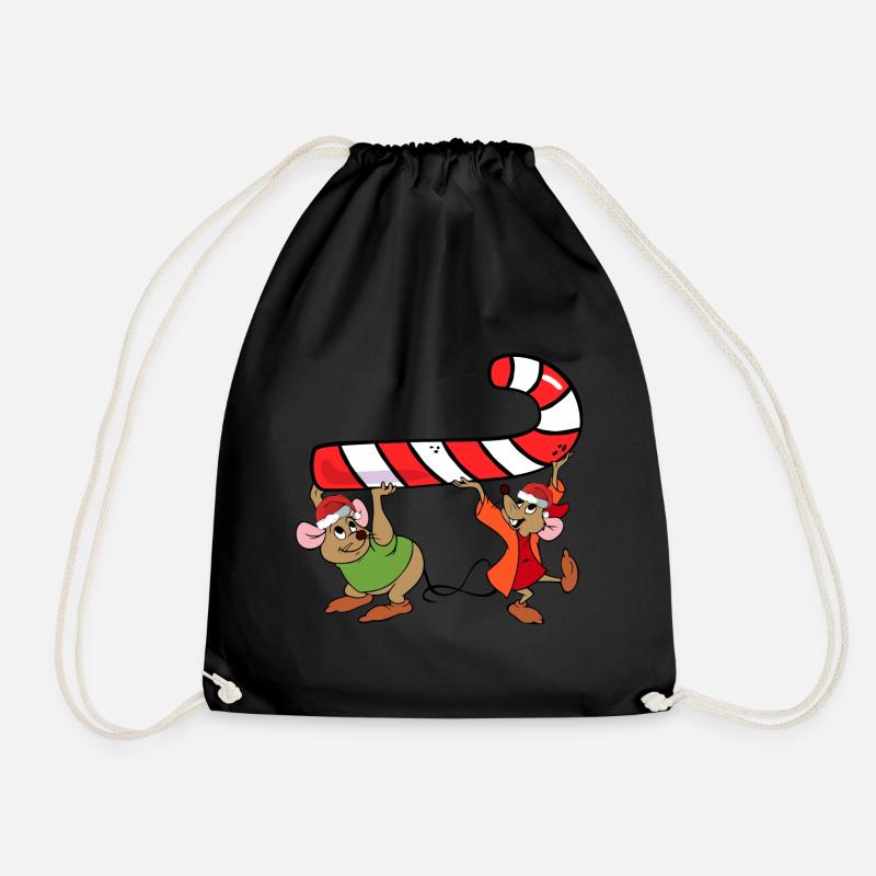 Jaq And Gus Christmas Candy - Drawstring Bag - black
