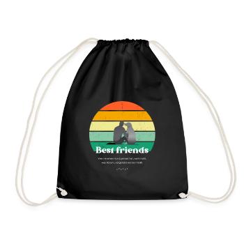 Hunde Retro Best Friends Freundschaft Freunde - Turnbeutel - Schwarz - Vorne