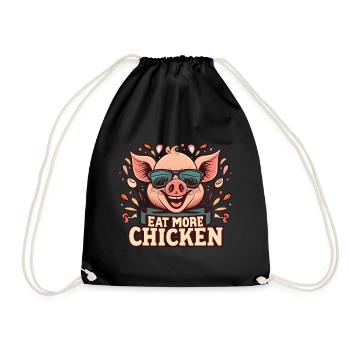 Funny pig with sunglasses - Drawstring Bag - black - Front