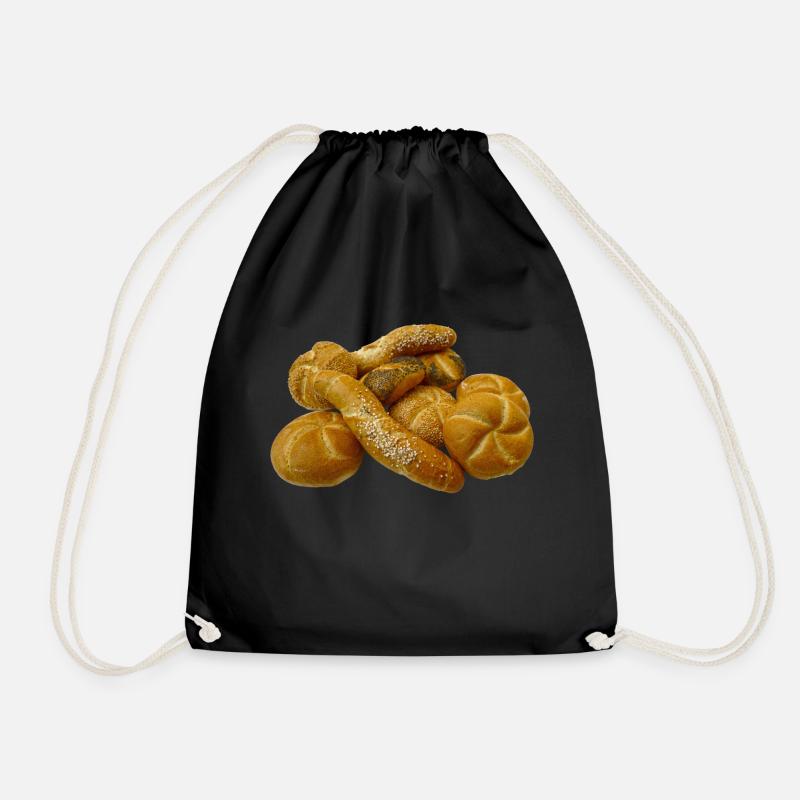 brot broetchen crossaint baecker baguette bread bu - Turnbeutel - Schwarz