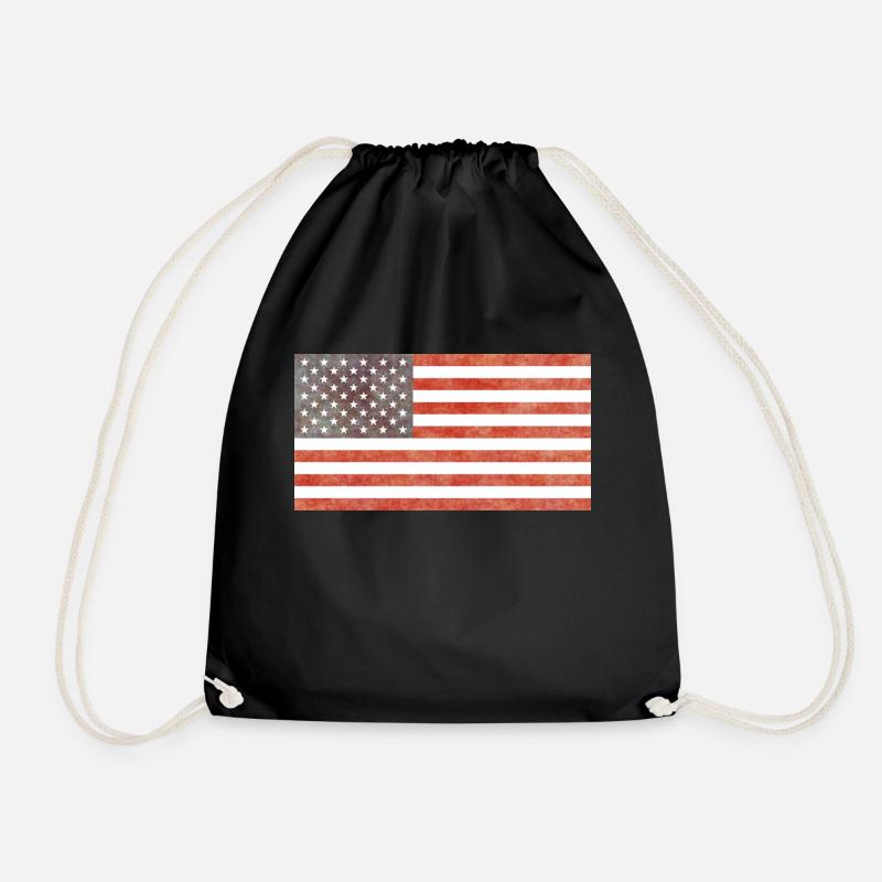US flag - Drawstring Bag - black