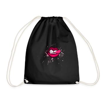 lippen - Turnbeutel - Schwarz - Vorne