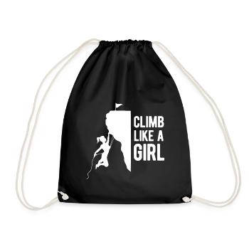 cool saying climb woman climber mountains women - Drawstring Bag - black - Front