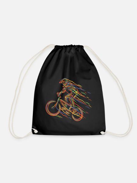 BMX Bunte Farbe Grafik Biker Freestyle Racing - Turnbeutel - Schwarz