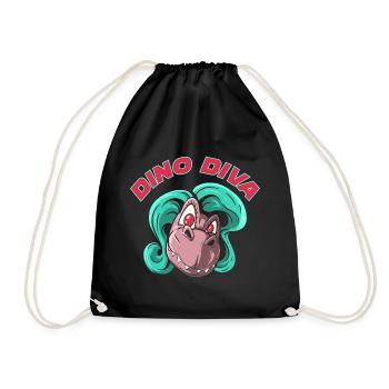 Dino Diva Dinosaur - Drawstring Bag - black - Front