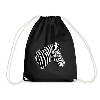 Zebra Head Black White Illustration - Drawstring Bag - black - Front