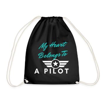 My Heart Belongs To A Pilot - Drawstring Bag - black - Front
