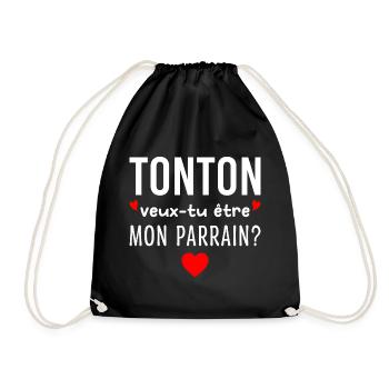 Tonton Veux-tu être Mon Parrain Futur Parrain - Sac de sport léger - noir - Devant