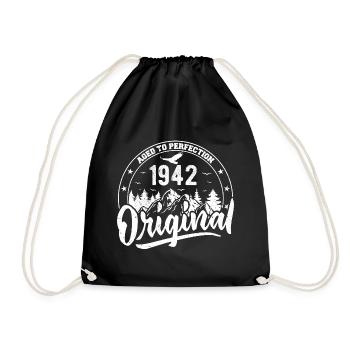 Original 1942 Vintage Geburtstagsgeschenk 1942 - Turnbeutel - Schwarz - Vorne
