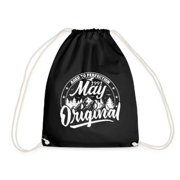 May 1991 Birthday May 1991 Gift May 1991 May - Drawstring Bag - black - Front