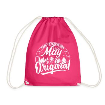 May 1965 Birthday May 1965 Gift May 1965 May - Drawstring Bag - fuchsia - Front