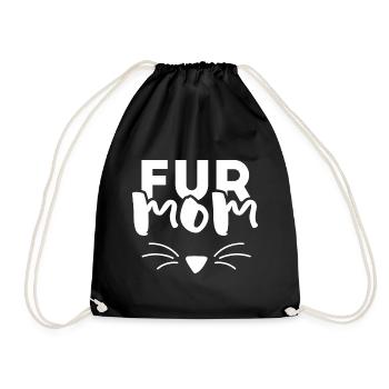 Fur Mom Cat Lover - Drawstring Bag - black - Front