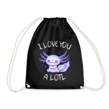 I love you a lotl Axolotl in love - Drawstring Bag - black - Front