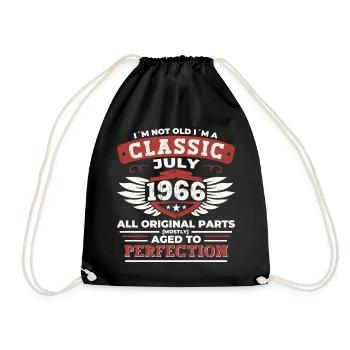 56th Birthday Born 1966 July Gifts Men - Drawstring Bag - black - Front