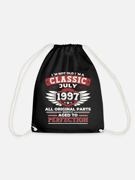 25th Birthday Vintage 1997 July Gifts Men - Drawstring Bag - black