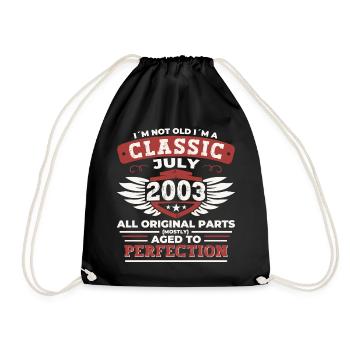 19th Birthday Vintage 2003 July Gifts Men - Drawstring Bag - black - Front