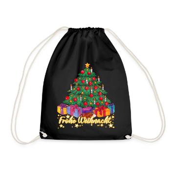 Frohe Weihnacht Weihnachtsbaum Tanne Geschenk - Turnbeutel - Schwarz - Vorne