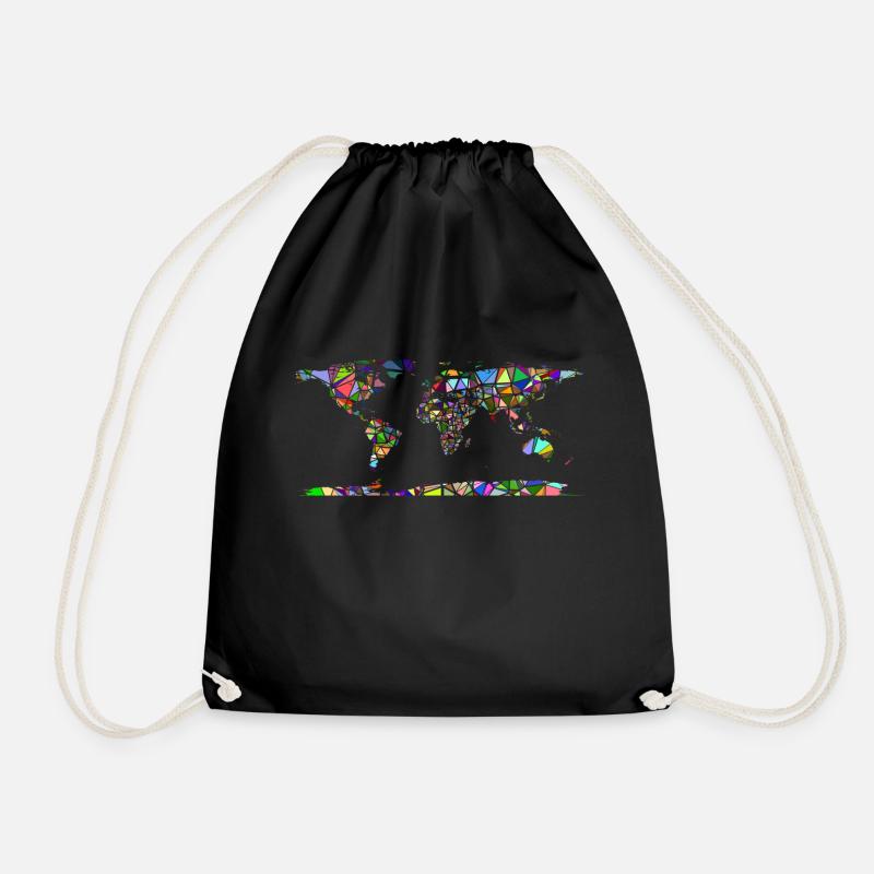 Abstract world map - Drawstring Bag - black
